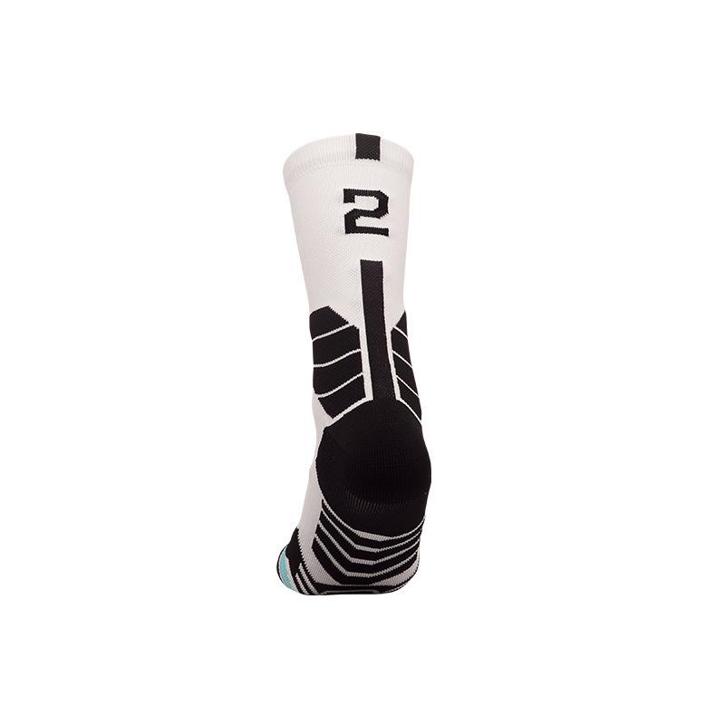 Men's Black and White Breathable Shock-Absorbing Basketball Socks