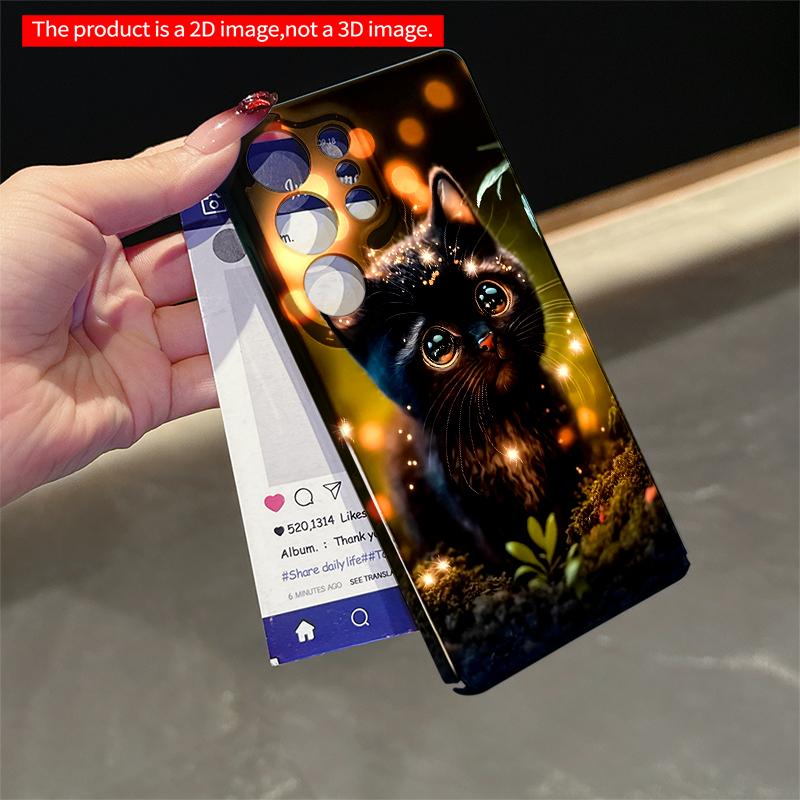 2DFlat Samsung phone case Glowing Black Kitten in Magical Garden Applicable to Galaxy S23 S24 S25ULTRA S26 A12 A14 A15 A16 A54 A55