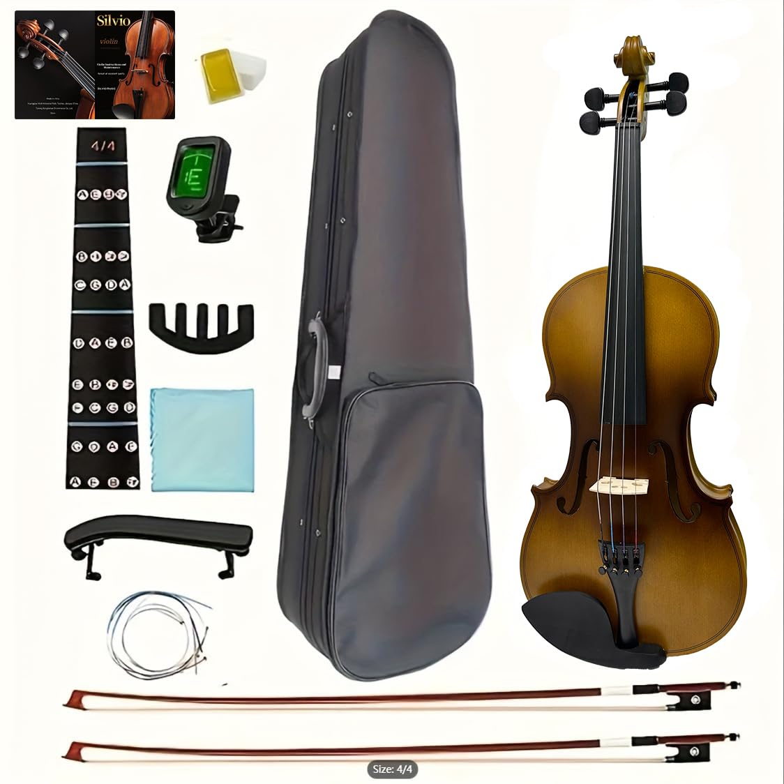 

Скрипка Silvio brown разработана для взрослых начинающих. Этот комплект акустической скрипки 4/4 включает в себя сурдину для начинающих и станет отличным