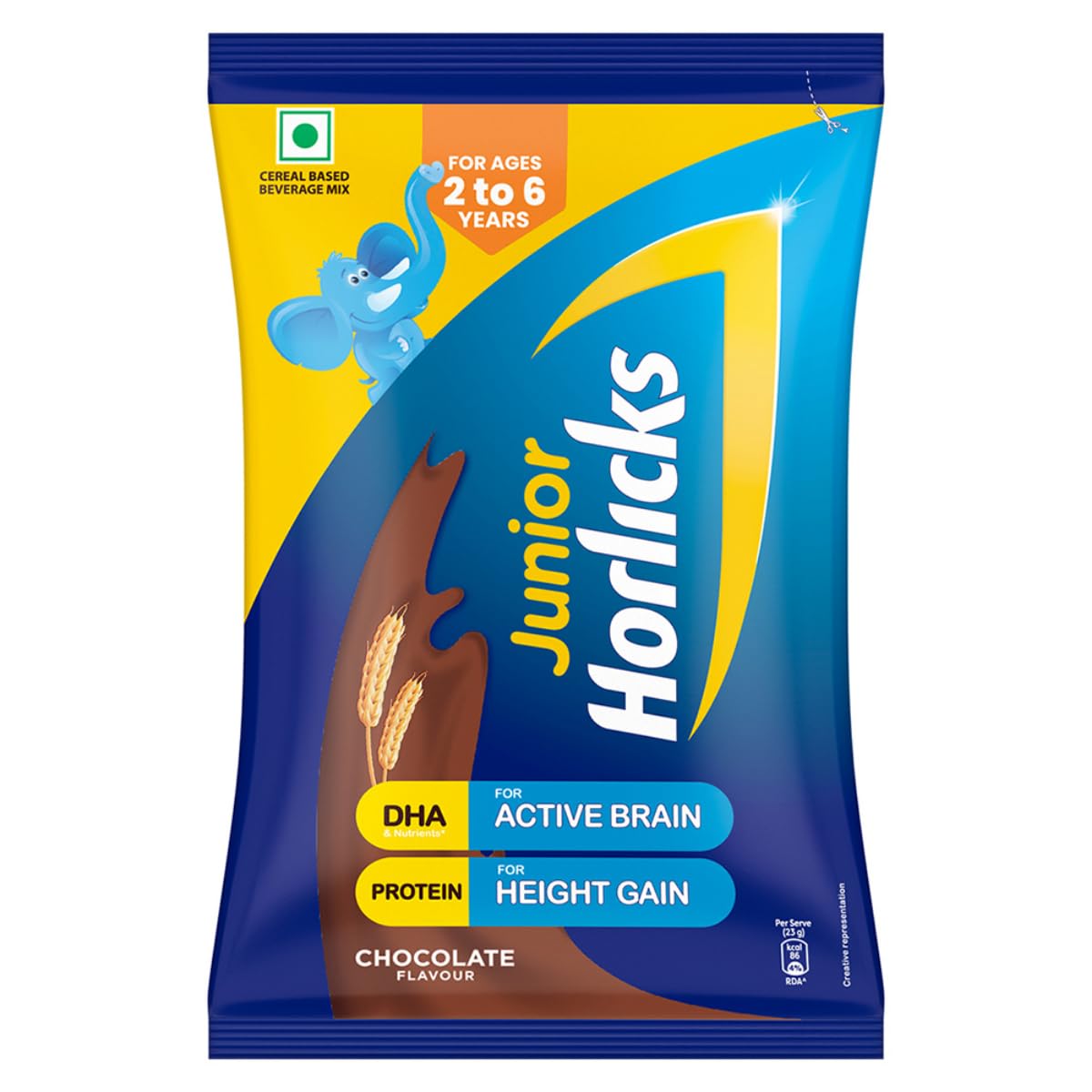 

Junior Horlicks Chocolate Cereal Drink Pouch 400g Pack Of 1 Toddler Nutrition Beverage
