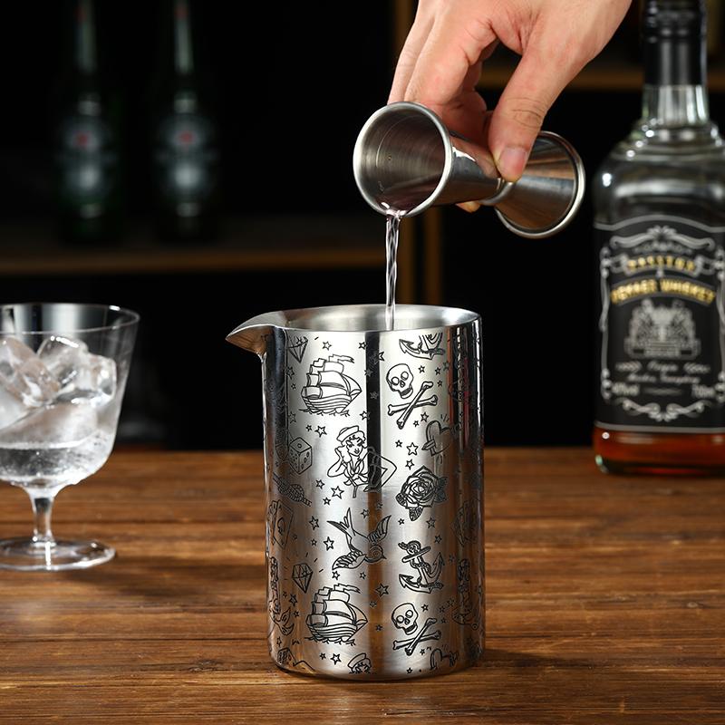 580ml Rührbecher Cocktail-Mixingglas Doppelwandig und Vakuumisoliert Für Temperaturkonstanz Barwerkzeug