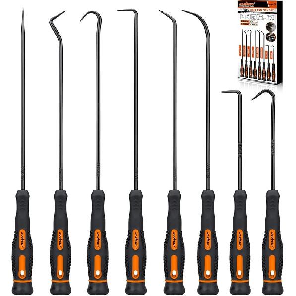 HORUSDY Набор из 12 шт. Прецизионные крючки и съемники, Съемник масляных уплотнений/уплотнительных колец для автомобиля, Прецизионные крючки 8-Piece