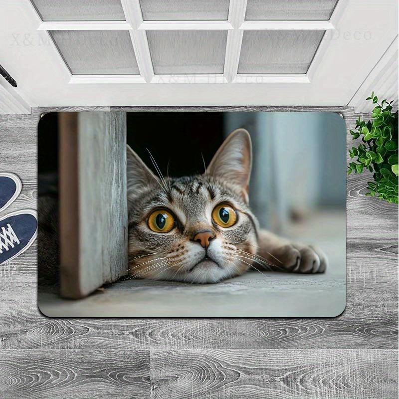 1 x Anti-Ermüdungs-Küchenteppich, verspielter Katzen-Designdruck, wasserdicht, rutschfest, dick gepolstert, Küchenmatte, strapazierfähig, bequeme Stehmatte für die Küche