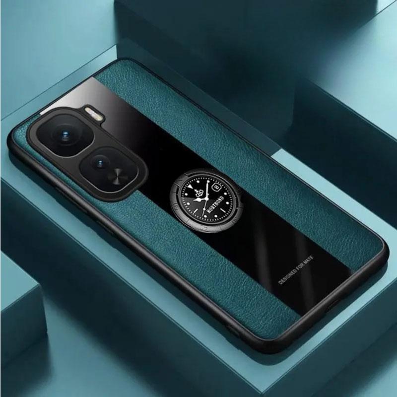 

Magnetic Ring Holder Cases For VIVO iQOO Neo11 (China) PU Leather Bumper Cover For iQOO Neo 11 Shockproof Soft Silicone Shell vivo iQOO Neo11 (China) зелений