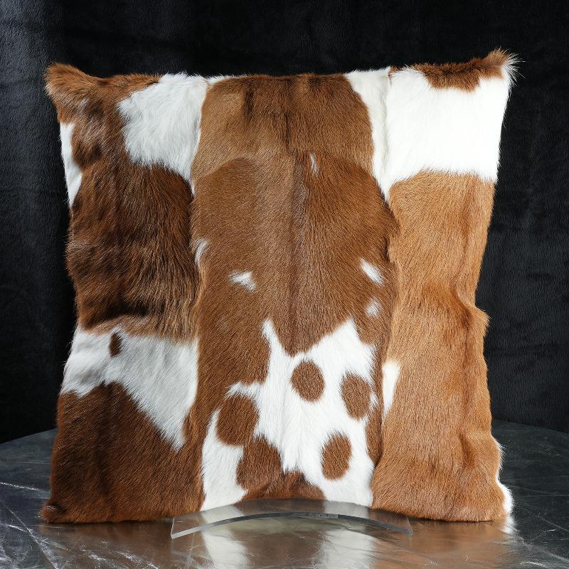 Plush Cow Print Pillowcase 50x50cm Double-sided Cushion Cover Artistic Color-block Throw Pillow Cover Home Decor