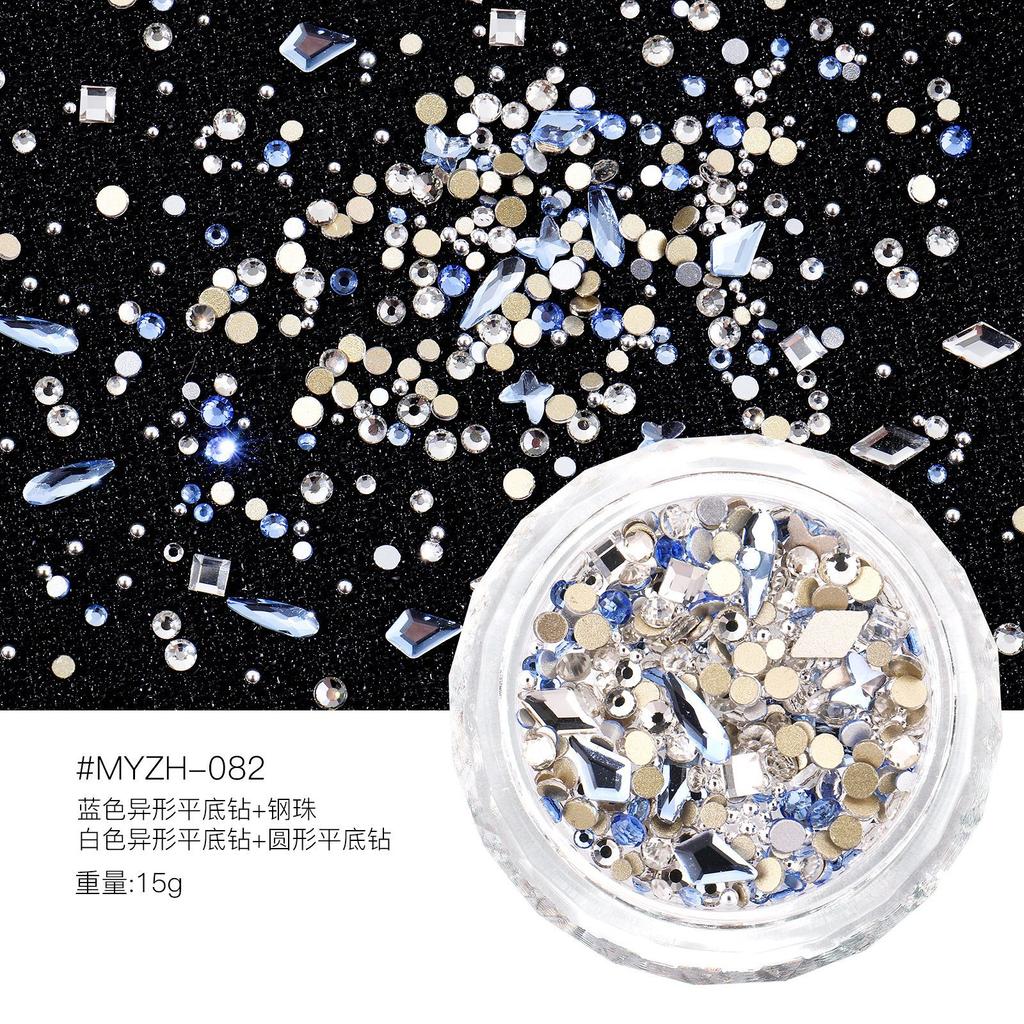 Round Box Nail Art Jewelry Glass Butterfly Camellia Pointed Bottom Drill Flat Bottom Diamond Nail Art Diamond Jewelry Mixed