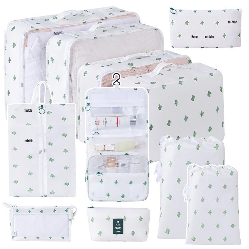 Eight-Piece Waterproof Travel Storage Bag Set for Business Trips - Large Capacity