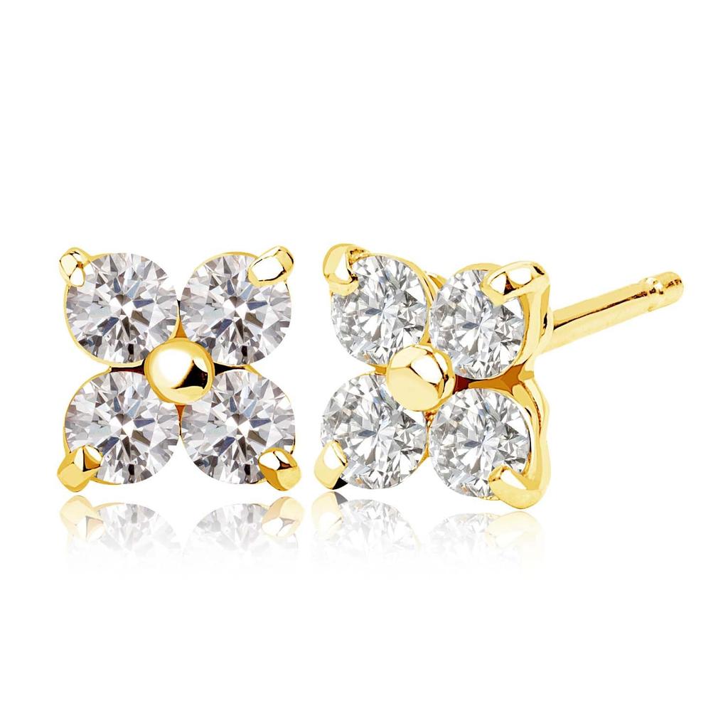 Lala Christie Diamond 4 Flower 18K Earrings, 0.3ct Total, Stones, Design, Gold, le56-0012-yg