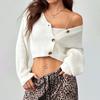 Damen S Einfarbig Langarm Knopf Strickjacke