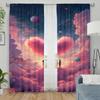 2pcs Dreamy Cosmic Couple & Heart Cloud Curtains   Perfect for Valentine's Day/Fantasy Window Decor  Rod Pocket Curtains