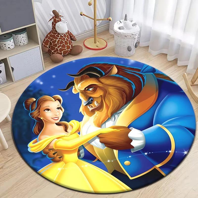 

Мультяшный круглый коврик с принцессами Диснея, с HD-печатью, ковер для спальни, балкона, входной двери, дивана, нескользящий, для украшения дома 40x40cm