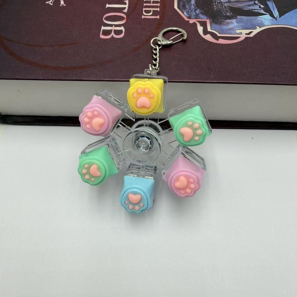 Cat Paw Keycap Keychain Fidget Spinner Mechanical Keyboard Style Stress Relief Toy Portable Keyring for Office Desk Anxiety Gift