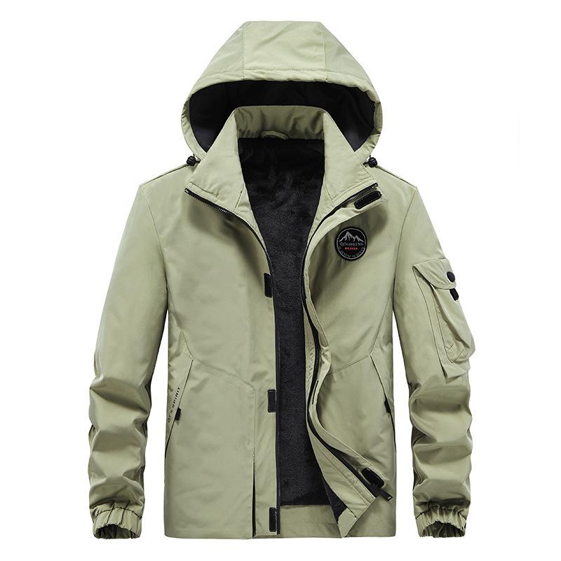 Autumn and Winter New Fleece Jacket Men's Military Tooling Large Size Multi-bag Can Be Off The Hat Thickened Jacket