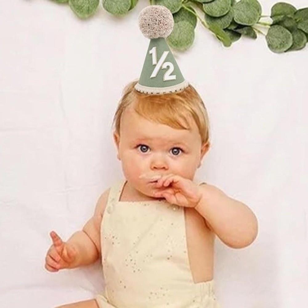 Handcrafted Pom Pom Princess Birthday Hat Neutral Color Cone Hat New Birthday Hat  Children's Party