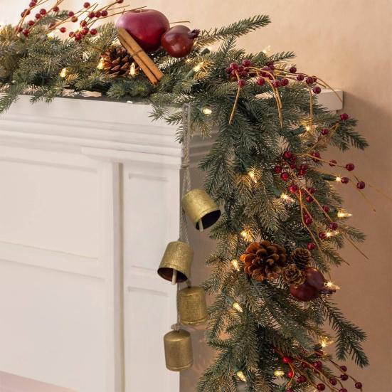 Shabby Chic Metal Cow Bell Hanging Decoration Rustic Vintage Cluster Bell on Rope Home Christmas Party Wall Hanging Decorative Jingle Bell