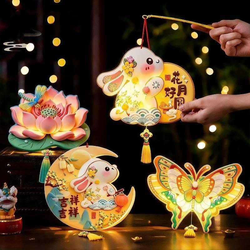 Niedliche DIY Tier Cartoon Papierlaterne Tragbare Handheld Bastelarbeit für 2026 Chinesisches Neujahr Mittherbstfest Kinder Schulaktivität Requisiten