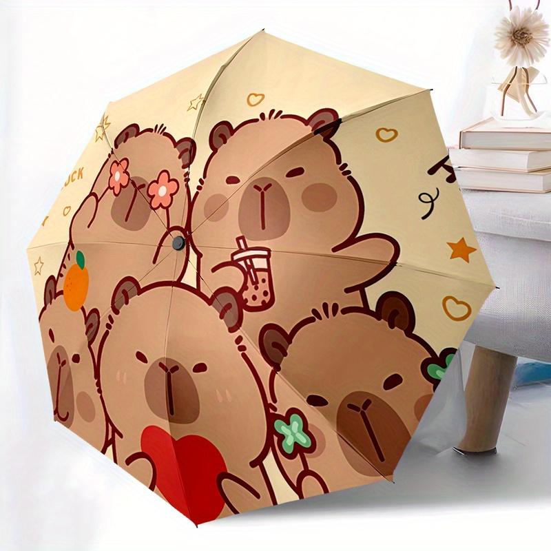 Capibara (2) Theme Automatic Folding Umbrella 8-rib Durable Design Windproof Portable Travel Umbrella Ideal Choice for Holiday Gifts