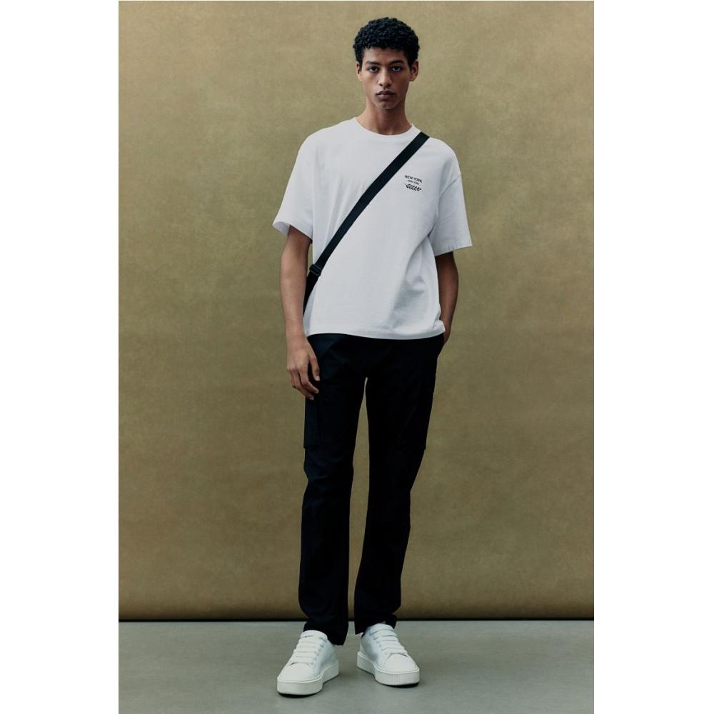 H M Loose FiT PrinT T sHirT wHiTe New York