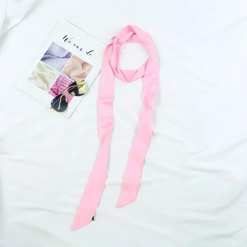 5X190CM Dame Smalt Langt Skjerf Ensfarget Chiffon Rødt Slips Svart Veske Bånd Hodebånd Choker Streamer Dame Tilbehør