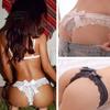 Stretch Fit Thong Panties Women's Sexy Sheer Lace Thong, Cheeky See Through Underwear, Skin-friendly High Waist T Back with Bow Women Underwear