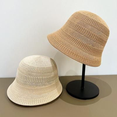 Knitted Bucket Hat Women's Spring and Summer Irregular New Bucket Hat Foldable Sunscreen Basin Hat