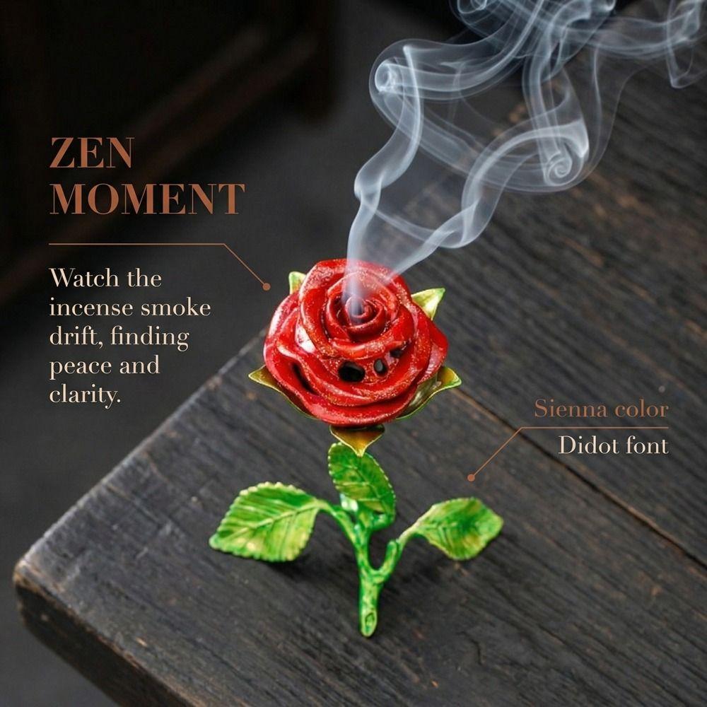 Sturdy Metal Rose Burner Handcrafted Aromatherapy Burner Romantic Rose Statue Gifts  Home Decor