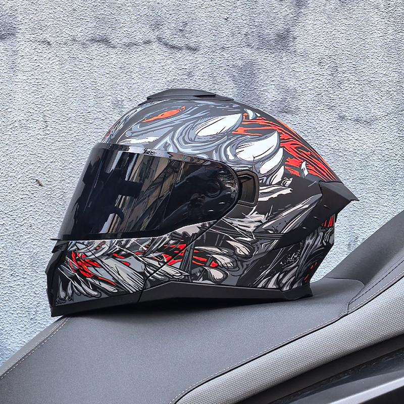 LVS motorcycle off-road helmet racing double lens flip open helmet DOT