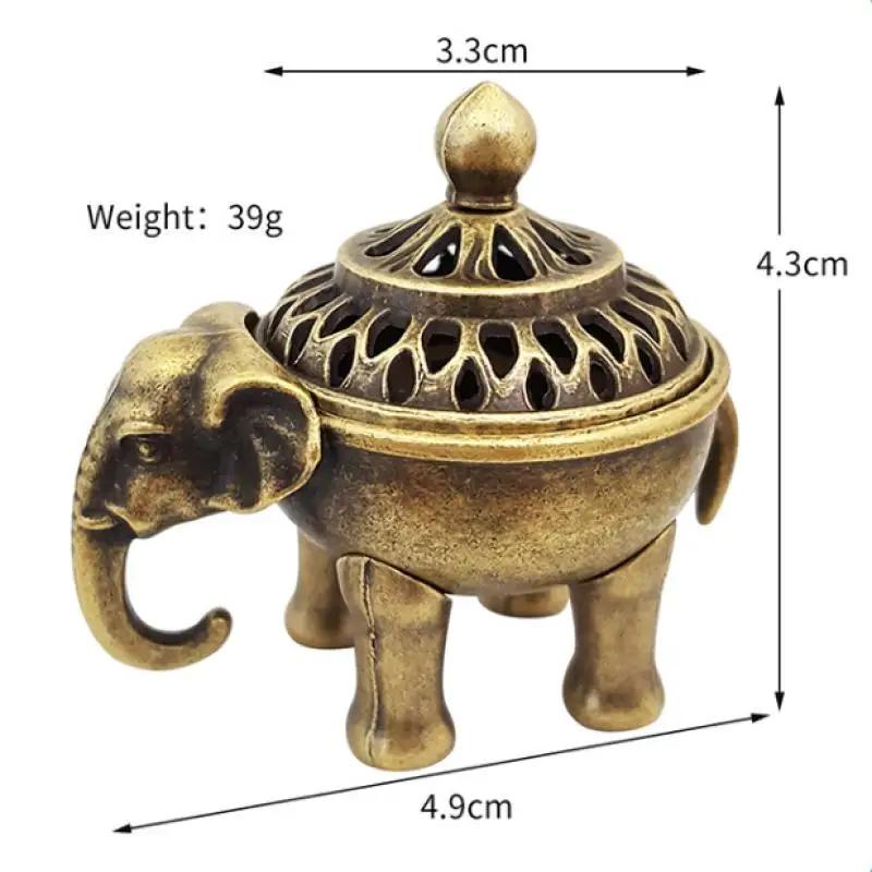 Vintage Alloy Mini Elephant Incense Burner Sandalwood Metal Home Office Decor Therapeutic Incense Holder for Relaxation