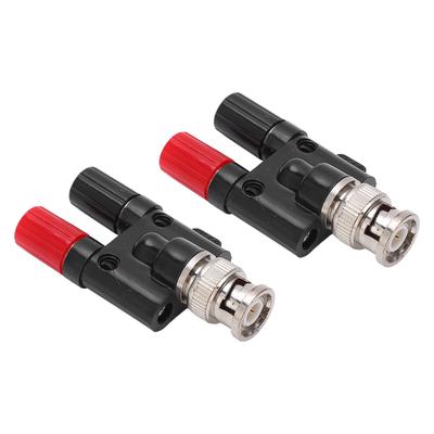 2 Stück BNC Stecker auf Dual 4mm Bananenbuchse Klemmpfosten HF Koaxial Splitter Adapter Stecker