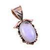 Natural Rainbow Moonstone Gemstone 925 Solid Silver Two Tone Pendant 1.25'' D0Y44