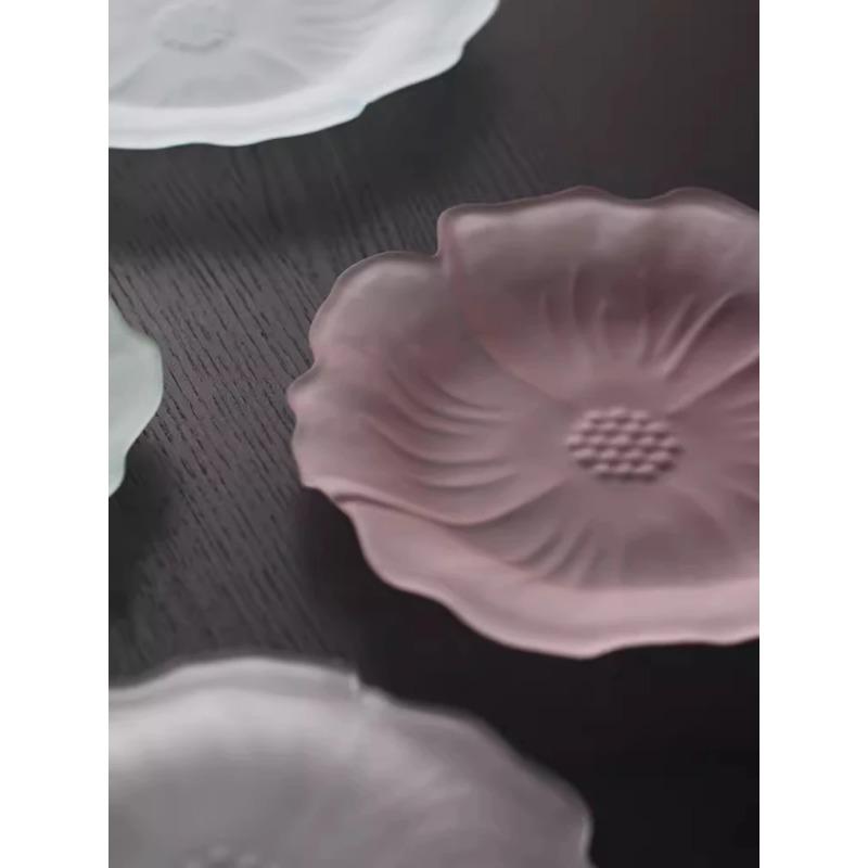 Colored Glass Tea Tray, Creative Tea Tray, Petal Tray, Snack Fruit Plate, Japanese Kung Fu Tea Ceremony, Dried Fruit Tray, New