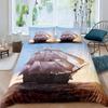 Nautical Sailboat King Queen Duvet Cover Coastal Sailing Boat Bedding Set Sea Adventure Comforter Cover Polyester Quilt Cover