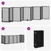 9 Piece Foldable Dog Gate with Door Black 450 cm Poplar Wood