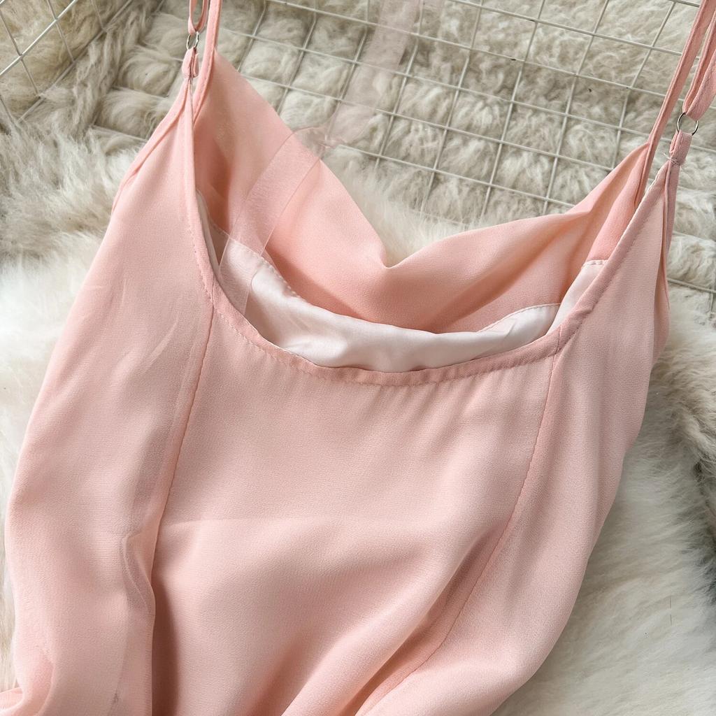 Socialite Sle Vacation Skirts Sexy Square Collar Slim fit Mid-Length Design Sense Frill Big Hemline Sling Dress Women