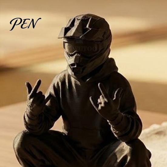 Creative Gifts for Motorcyclists 3D Printed Cool Off-Road Biker Figurine, Squatting Rider Statue, Trendy Desktop Enthusiast Presents Ornament,