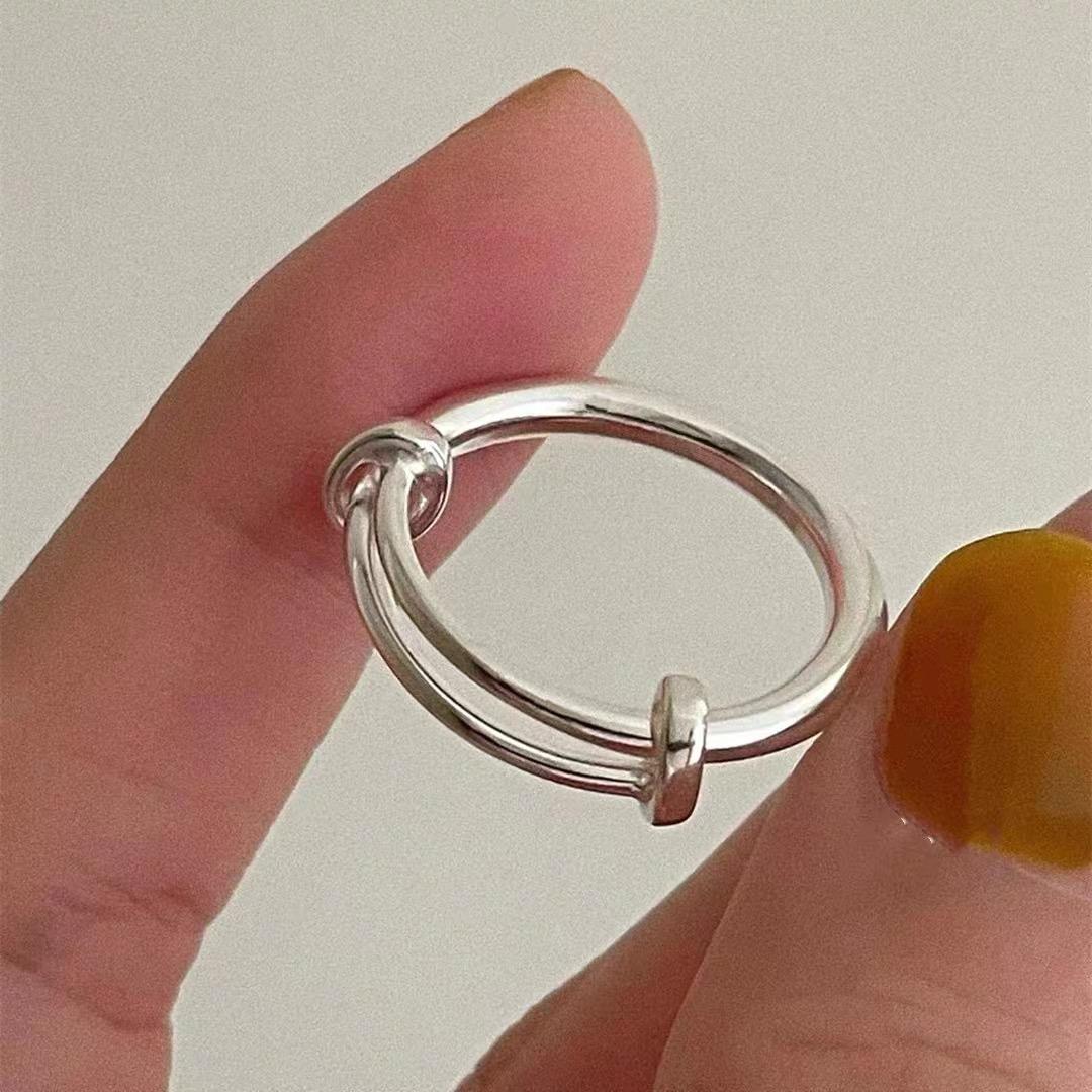 

BF CLUB 925 Sterling Rings for Women Adjustable Simple Fashion Geometric Vintage Handmade Irregular Ring Party Gifts resizable