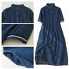 2026 Summer Short-Sleeve POLO Collar Denim A-line Midi Dress