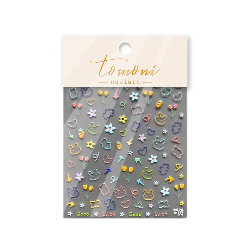 

Simple Strokes Graffiti Tomoni Japanese Style Nail Beauty Stickers Graffiti Bunny 859