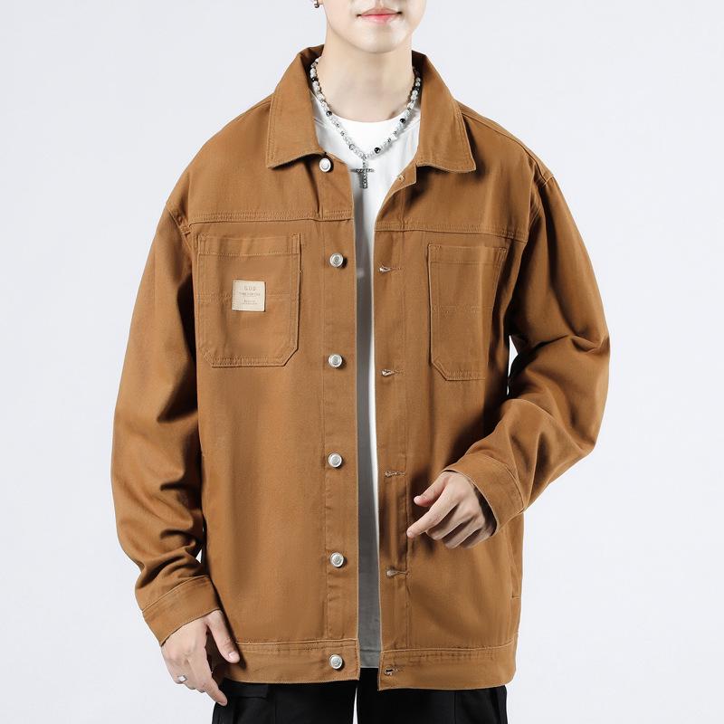 

Men s denim jacket men s loose spring and autumn ruffian handsome teen jacket casual fashion cargo men s coat 4XL