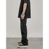 Black of Exit Chinese-Style Three-Dimensional Cut Patchwork Jeans for Men, American-Style Distressed Straight-Leg Loose Lumberjack Pants