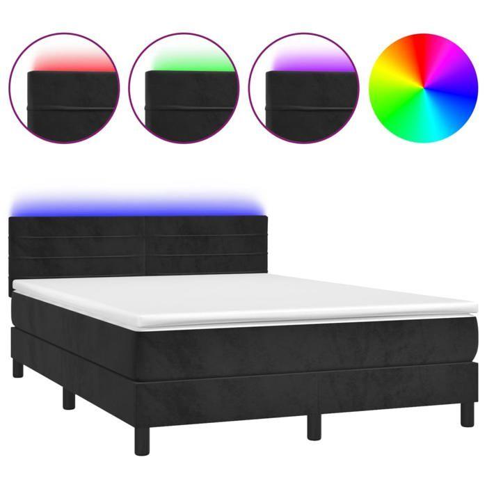 VidaXL Slat Bed Base with Mattress and LED, Upholstered Bed, Double Bed, Adult Bedroom Interior Bed, 3134467