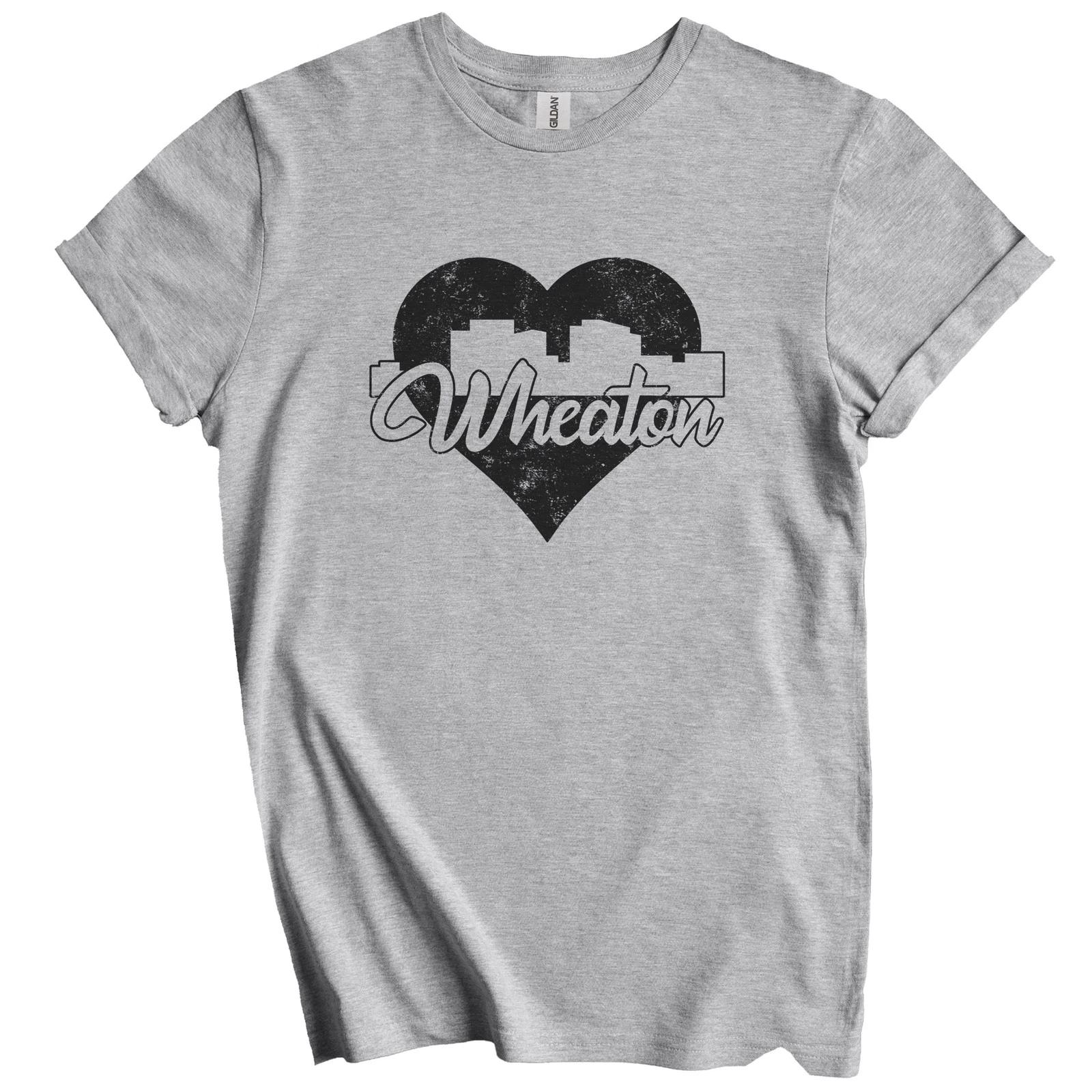 Retro Wheaton Maryland Skyline Heart Distressed T-Shirt 3XL