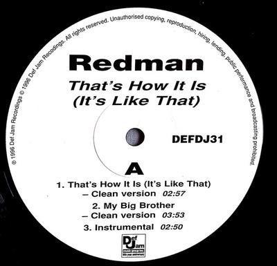 12inch Record REDMAN - That's How It Is (It's Like That) DEFDJ31 Def Jam Recordi 1996 US Rap & Hip-Hop/R&B Used