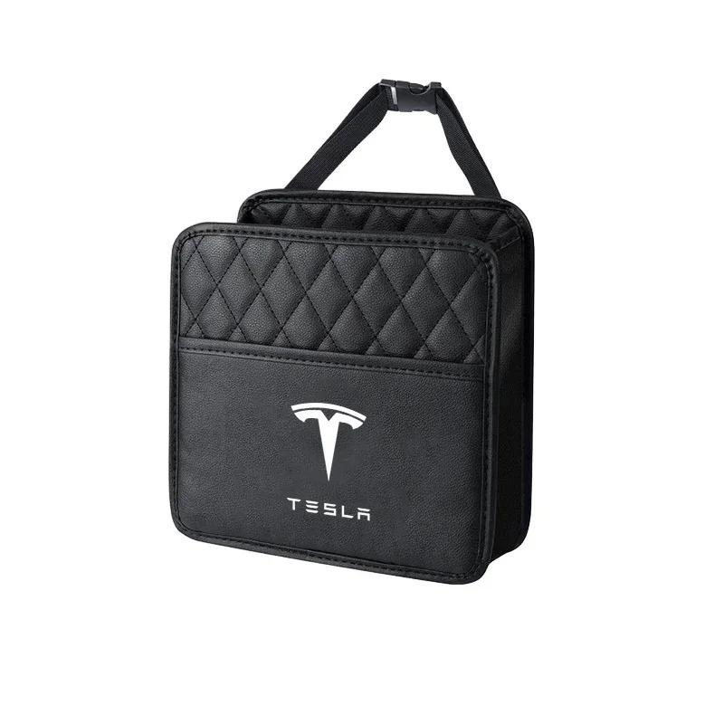 

Car Sticker 2025 New Tesla Leather Car Seat Storage Bag Chair Back Water Cup Tissue Box For Tesla Model 3 Y S X Roadster Bonina