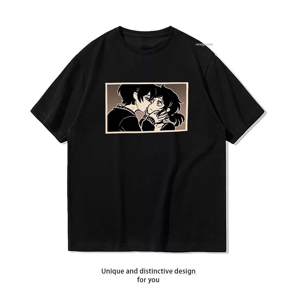 The Coffin of Andy and Leyley Andrew and Ashley Black and White with Colored Eyes Woman Men Summer Cotton Graphic T Shirts