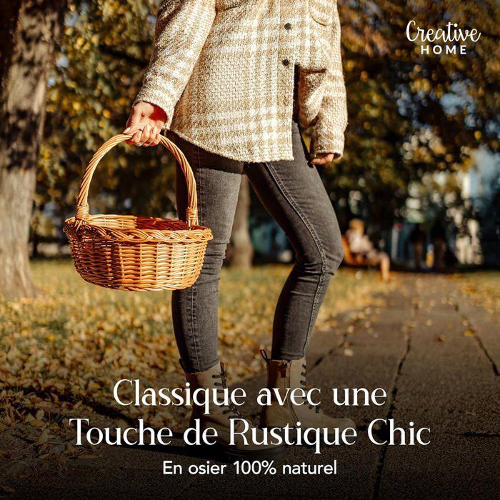 Panier osier rangement - Panier pique nique - 35x30x35cm - 100% Naturel - Durable