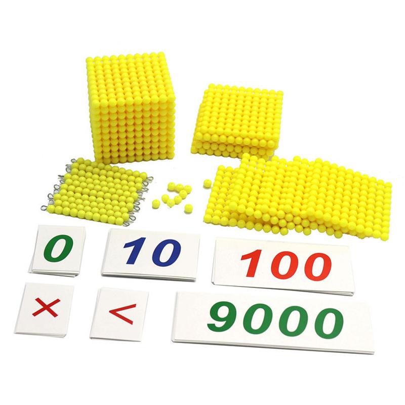 Montessori Decimal Arithmetic Toys Family Edition Set Bank Game Golden Beaded Digital Card Tray Preschool Kids Math Learning Toy
