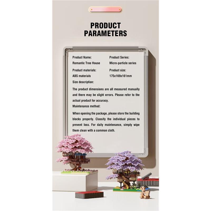 Set di Blocchi da Costruzione Albero di Ciliegio Fai da Te Mattoncini Fiore di Ciliegio Fai da Te con Modello Casa sull'Albero Luminosa Ornamento Regalo Romantico per Fidanzata