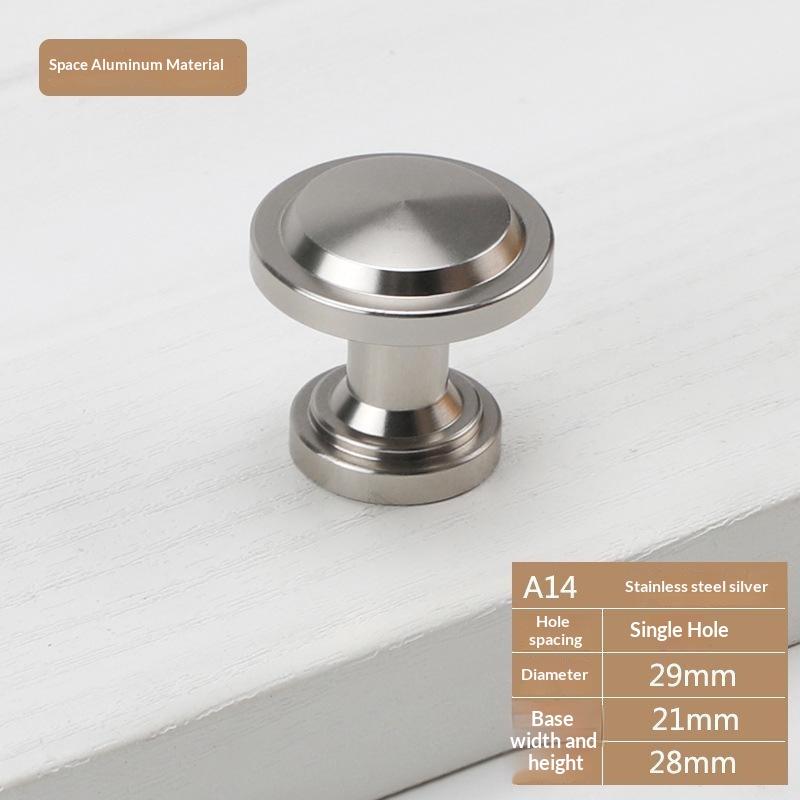Home Decoration Silver Aluminum Single Hole Handle Modern Wardrobe Drawer Round Knob Kitchen Cabinet Furniture Small Door Handle