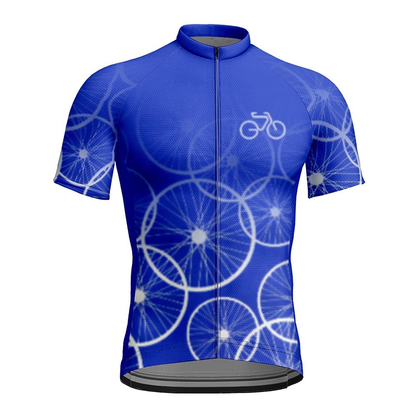 

Летний мужской велосипедный костюм с короткими рукавами и эластичным облегающим верхом с 3D-принтом XXL синий